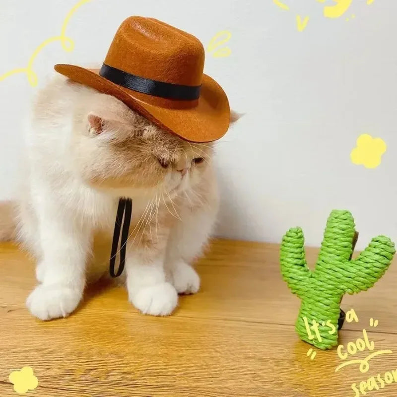 Pet Hat Dog Cat Western Cowboy Hat Halloween Pet Outdoor Caps  Funny Retro Photo Prop Dog Accessories Doll Decor Pet Products - Play Paws Toys