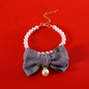 Pet Pearl Diamond Bow Necklace Princess Style Bow Tie Pendant Birthday Cat Puppy Collar