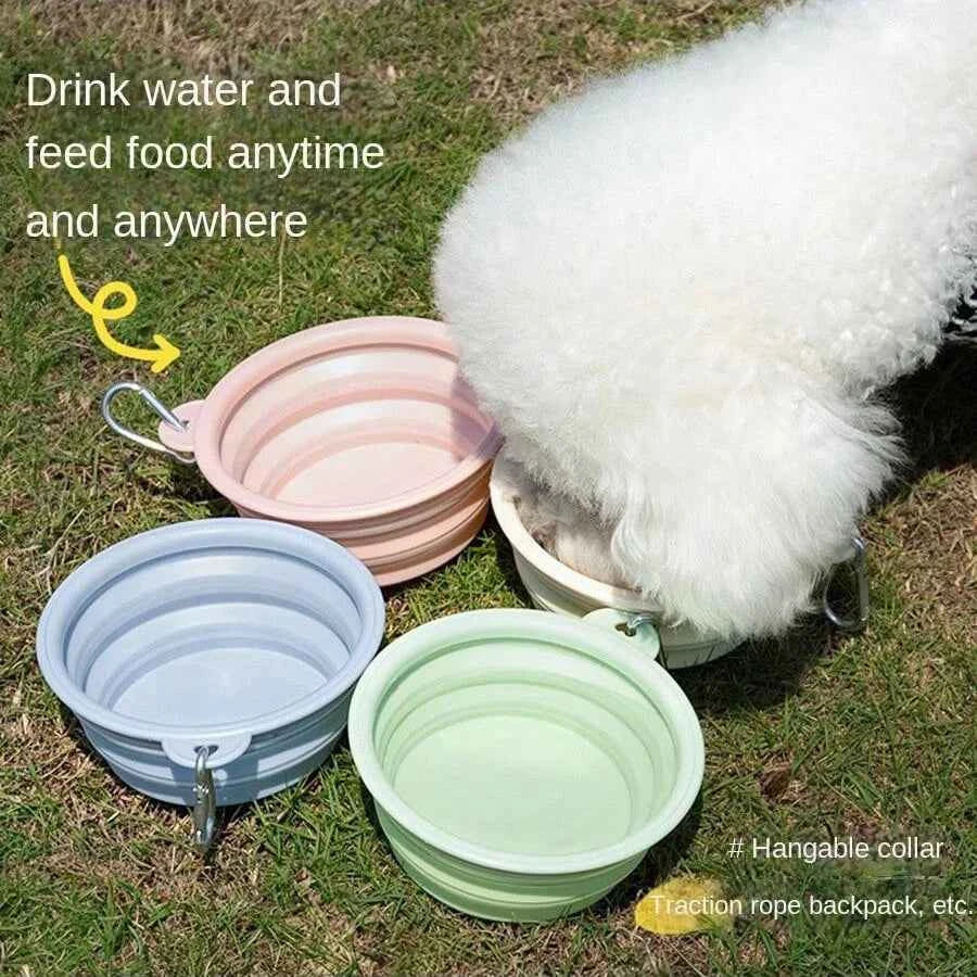 350ml Macaron Color Series Portable Folding Bowl for Pets, Dog Drinking Bowl, Cat Food Bowl, Travel Bowl with Carabiner
