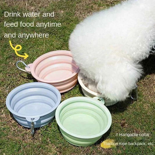 350ml Macaron Color Series Portable Folding Bowl for Pets, Dog Drinking Bowl, Cat Food Bowl, Travel Bowl with Carabiner