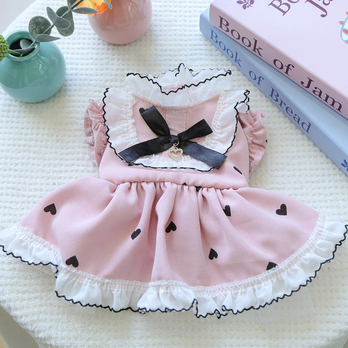 Cute Lace Dog Love Dress Summer Spring Pink Pet Jacket With Skirt Outfit Puppy Animal Cat Clothing Apparel Pomeranian Shih Tzu