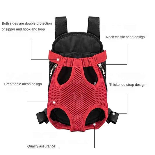 Double Shoulder Breathable Portable Travel Pet Dog Carrier Backpack Mesh Carrier Front Bag for Small Dog Cats Outdoor