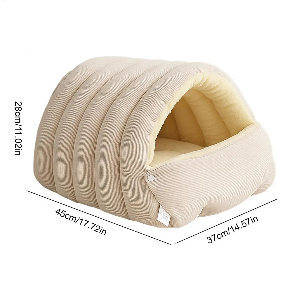 winter Indoor thickened cat bed washable soft short plush fluffy cats sleeping bed enclosed warm pets bed for Puppy Kitten - Play Paws Toys