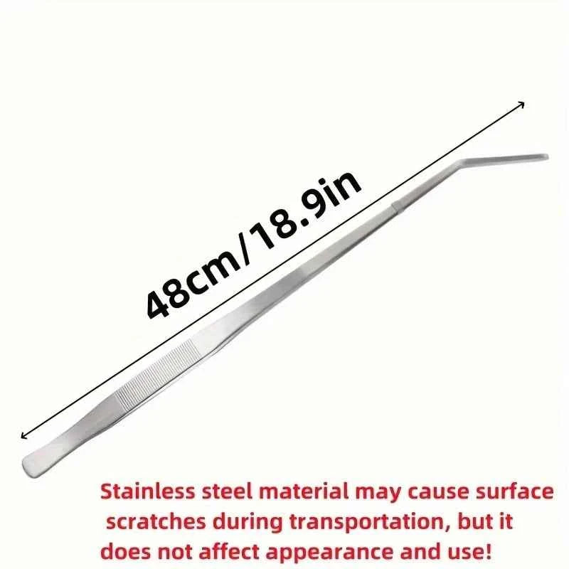 27/38/48cm Aquarium Plant Tweezers Multifuctional Stainless Steel Elbow Tweezers Fish Tank Aquascape Tools Aquarium Feeding Tong