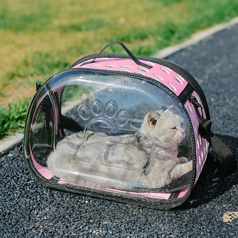 Pet Shoulder Bag Cat Carrier Outdoor Travel Breathable Handbag Puppy & Kitten Capsule Transparent Portable Shoulder Strap Bag - Play Paws Toys