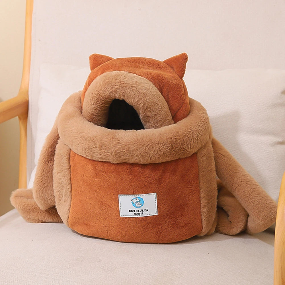 Winter Warm Cat Backpack Soft Cozy Cute Plush Pets Cage All In 1 Style Cat Bag Carrier Bag For Outdoor Travel Pet Accessories - Play Paws Toys