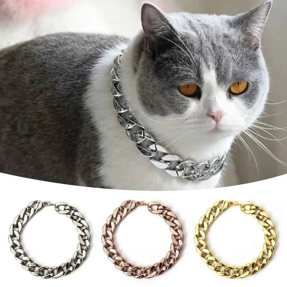 Fashion Chain Collar Pet Necklace Cat Dog Gold Necklace Adjustable Chain Dog Collar Pet Jewelry Accessories Cat Dog