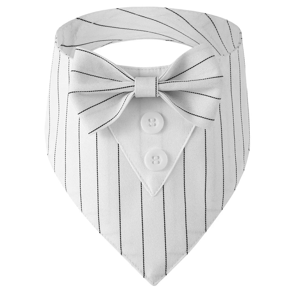Sucado Handsome Wedding Pet Dog Bandana, Elegant Tuxedo Suit Scarf with Bowtie,  Luxury Formal Engagement Birthday Party Gifts
