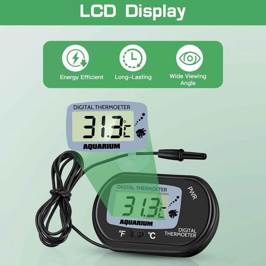 2/4pcs Fish Tank Thermometer with Suction Cup Temperature Sensor LCD Digital Aquarium Water Temp Detector Aquatic Tool