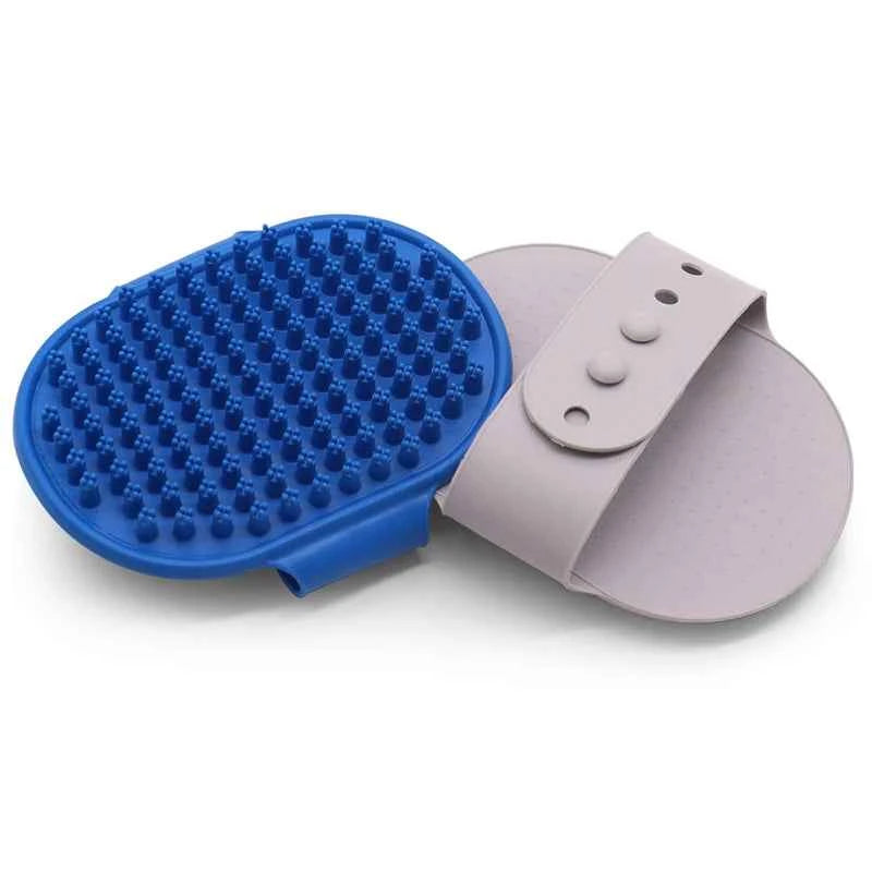Cat Grooming Comb Dog Bath Brush Pet Grooming Shedding Soothing Massage Rubber Bristles Comb with Adjustable Ring Handle