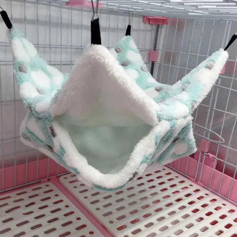 1/2pcs Hamster Hideout Cage Print Fleece Guinea Pig Sugar Glider Sleeping Bed Rodent Hammock Rat Little House Animals Supplies