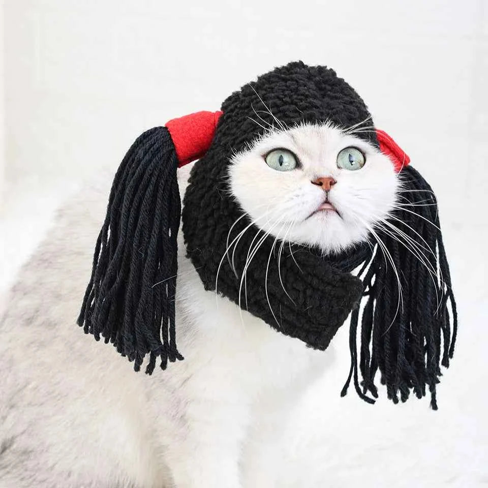 Dogs Cats Hair Hat Funny Pet Wigs Cosplay Props Costumes Head Accessories for Halloowen Christmas Gift