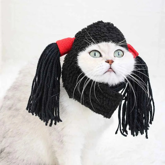 Dogs Cats Hair Hat Funny Pet Wigs Cosplay Props Costumes Head Accessories for Halloowen Christmas Gift