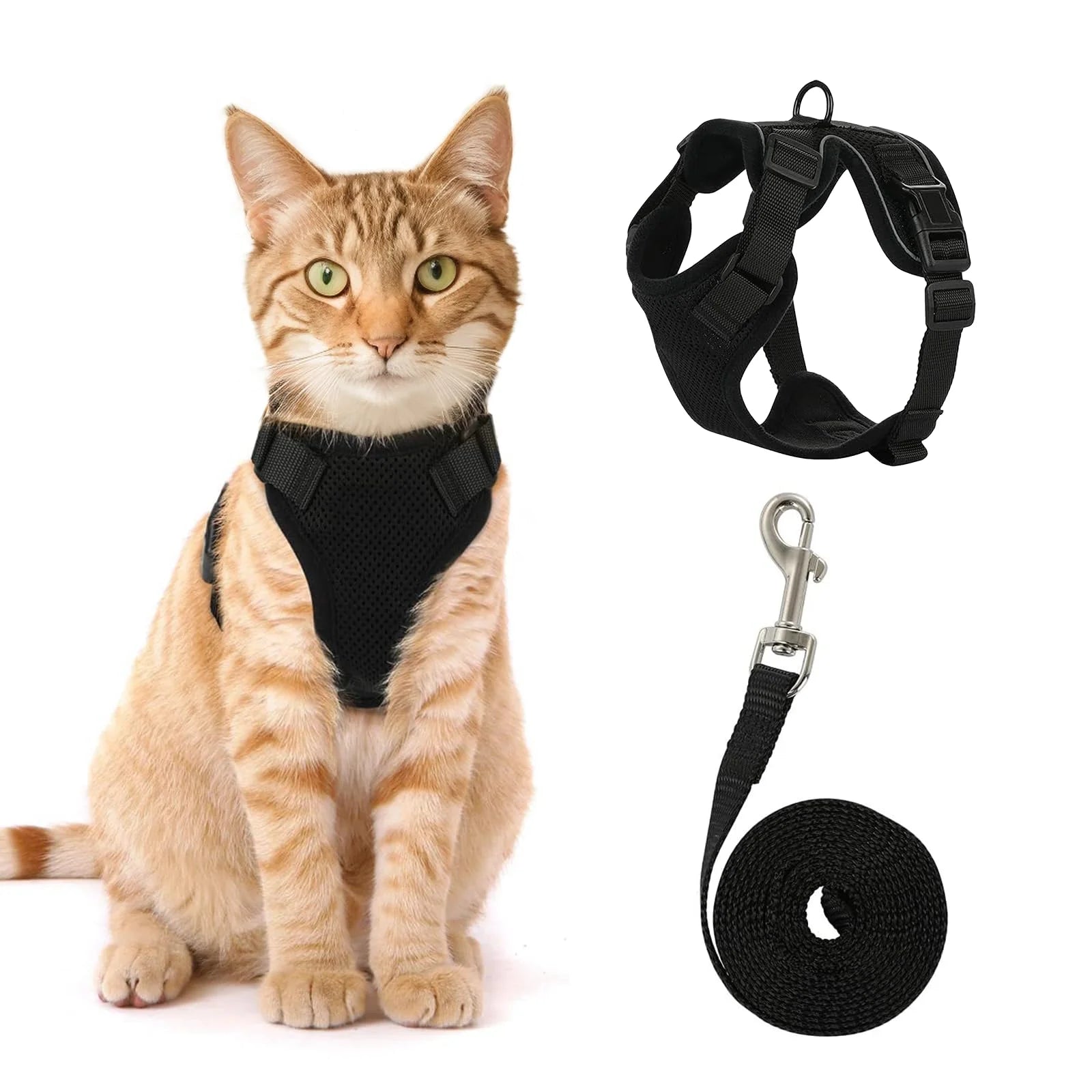 Cat Harness Lead Leash Set Adjustable Reflective Escape Proof Pet Mesh Vest Harness Puppy Dog Collar Small Dog Cat Pet Supplies - Play Paws Toys