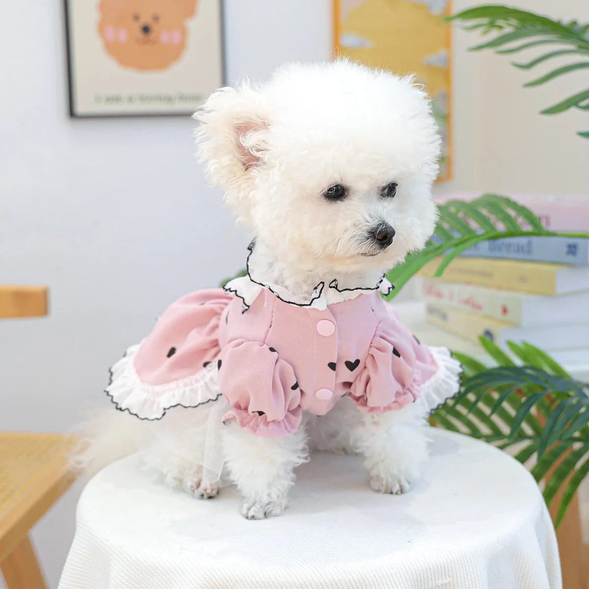 Cute Lace Dog Love Dress Summer Spring Pink Pet Jacket With Skirt Outfit Puppy Animal Cat Clothing Apparel Pomeranian Shih Tzu