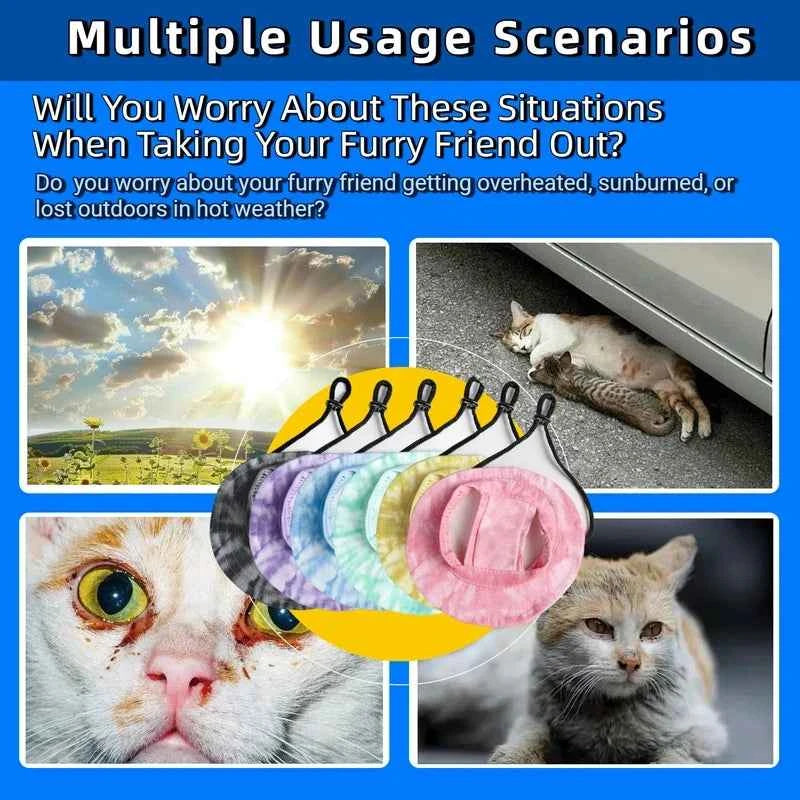 Pet cat fishing hat - Fashionable and cute. Essential for your cat's summer outdoor outfit.