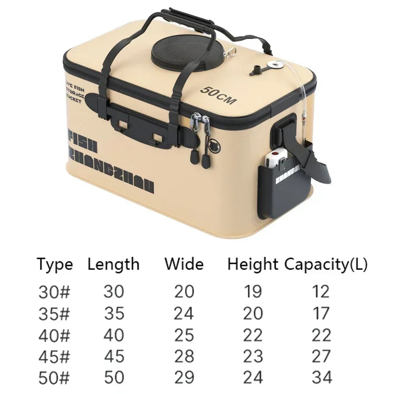 Fishing Bucket Foldable Live Fish Bucket with Net Cover 12-34L EVA Water Pail with Handbar for Wild Fishing Tackle Accessories