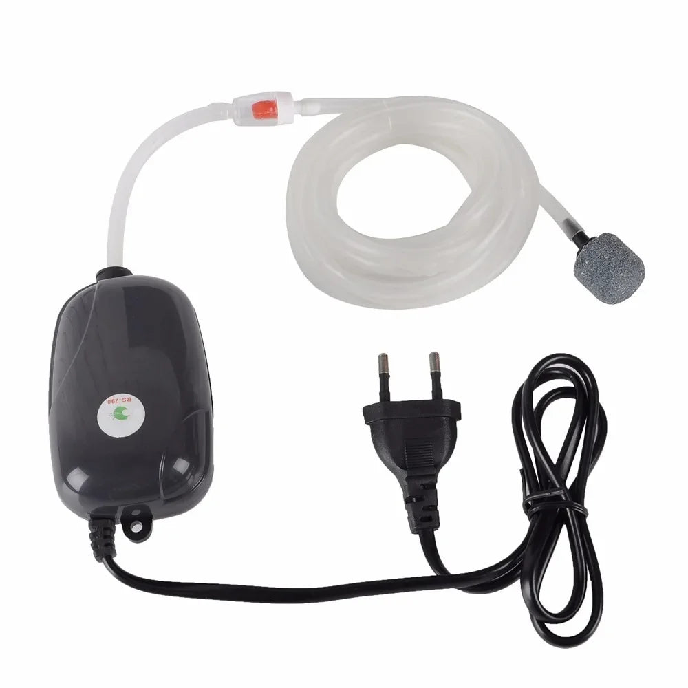 Aquarium Air Pump Fish Tank Mini Compressor Single Double Outlet with Check Valve Tube Aquatic Accessories 220V 3W 5W