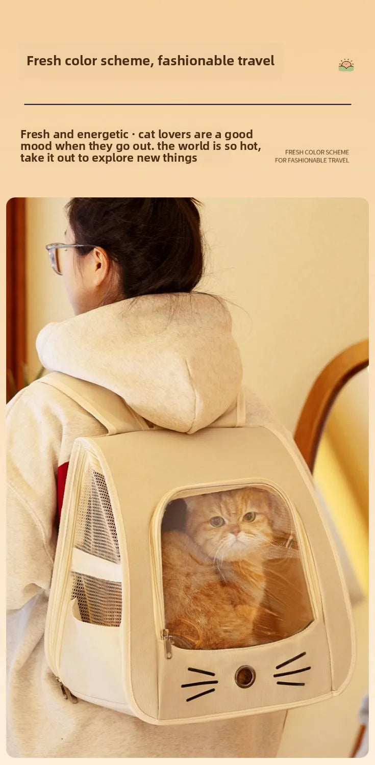 Cat Bag Outing Travel Pet Backpack Cabin Cat Schoolbag Shoulder Cage Multifunctional Bag Car Folding Soothing Anti-scratch - Play Paws Toys