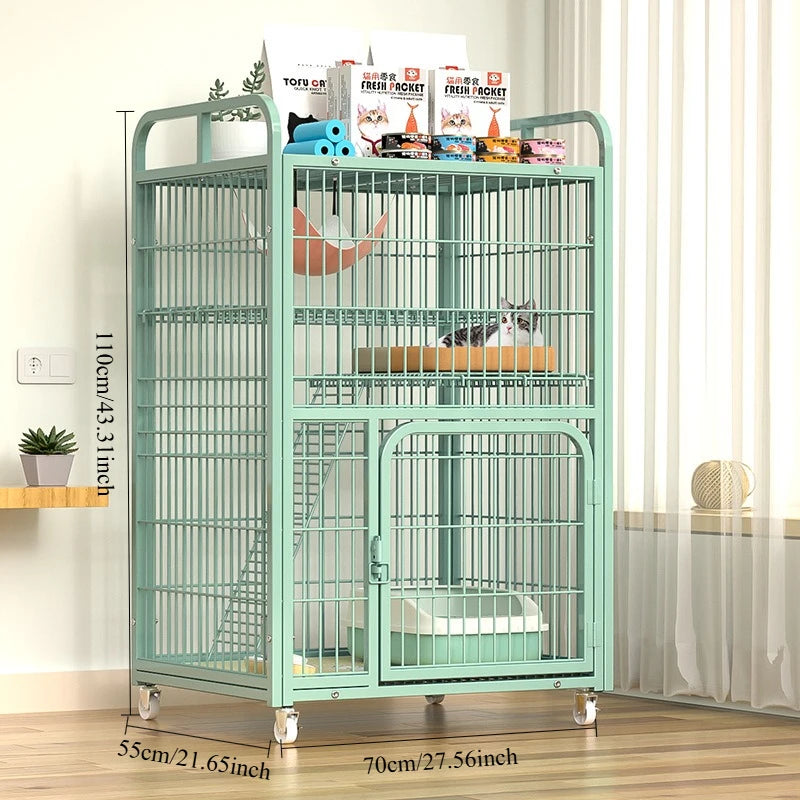 Large Metal Cat Cage with Wheels Multi-Level Pet Playpen Indoor Cat Kennel with Platforms and Ramps for Kittens and Adult Cats - Play Paws Toys