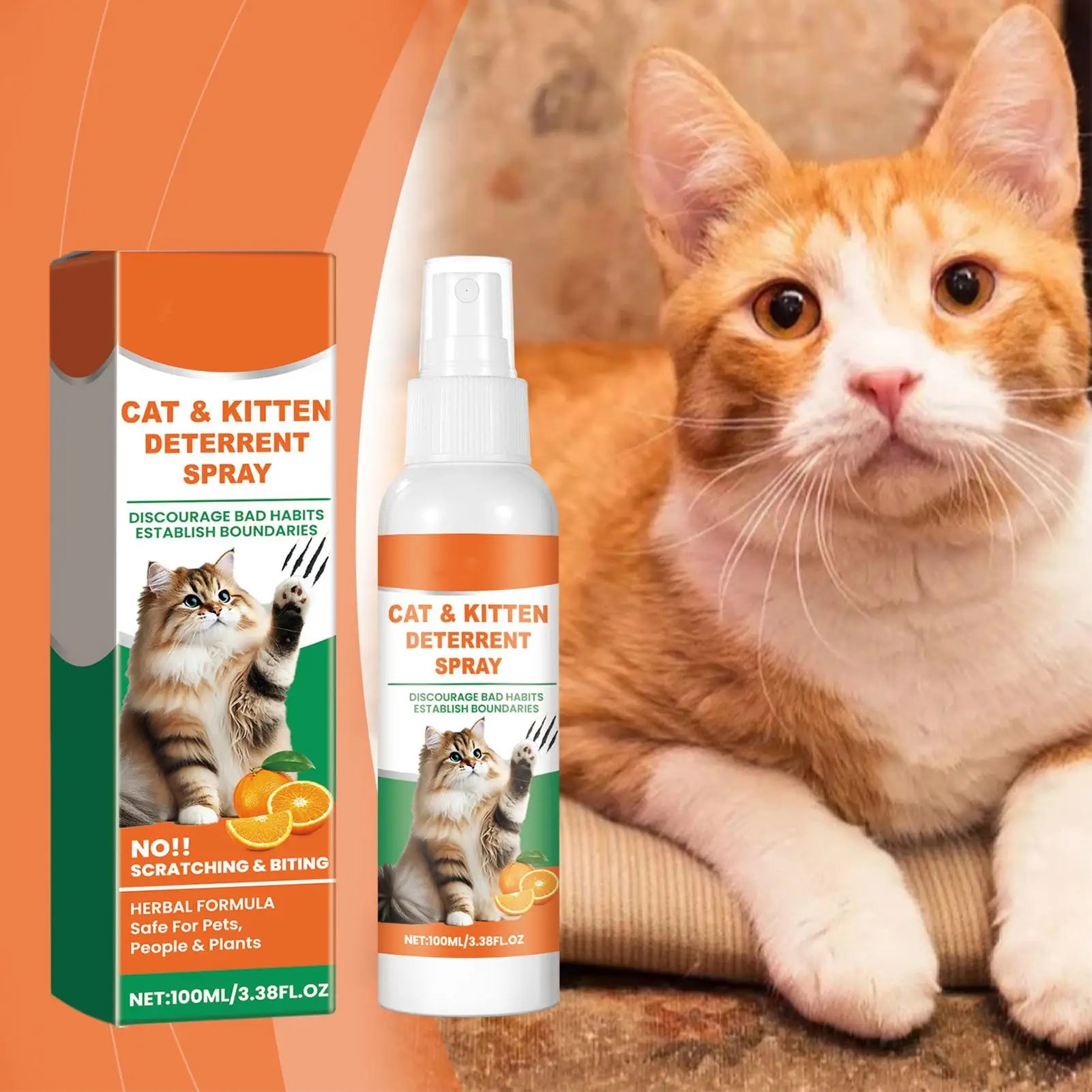 100ml Cat Anti scratch Spray Orange Fragrance Sofa Curtain Protectors Restricted Area Stop Cats Dogs Scratching Pet Training Aid