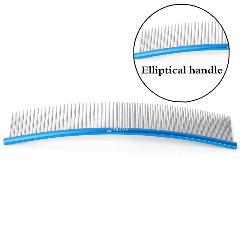 19cm Pet Curved Comb Stainless Combs Professional Pet Grooming Comb Dense Sparse Teeth Dog Cat Cleaning Brush Open Knot Combmb