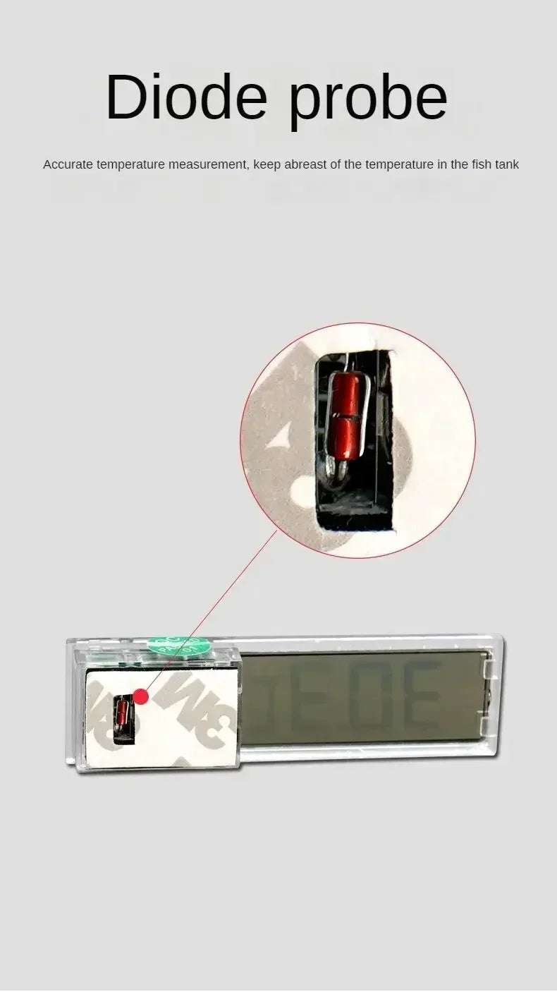 Aquarium Digital Wireless Thermometer Transparent LCD Display Temperature Gauge External Stick-on Electronic Water Thermometer