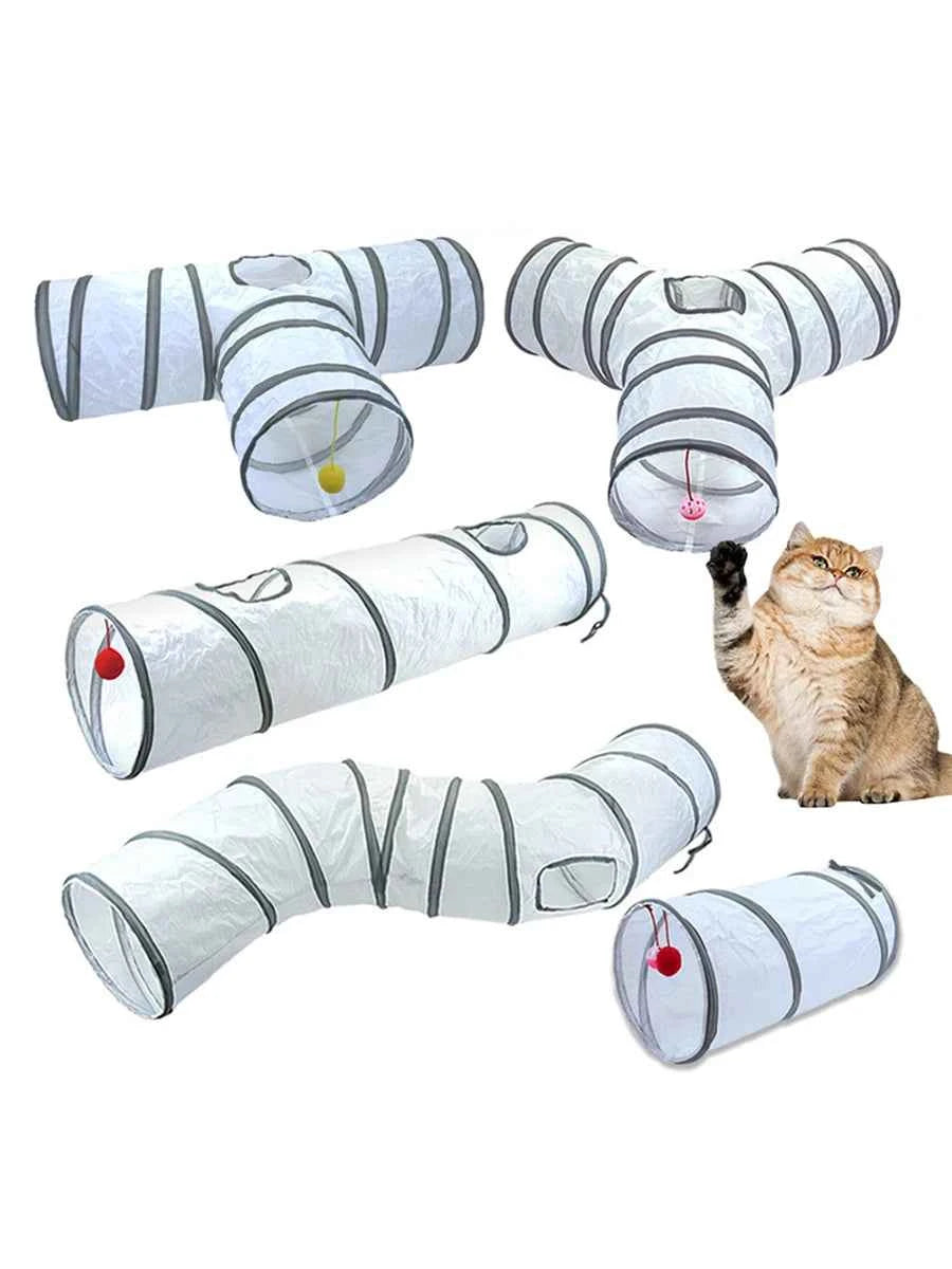 White Cat Tunnel Pet Supplies Funny Kitten Toys Foldable Toys For Cat Pet Training Interactive Fun Toy Play Tunnel Tube