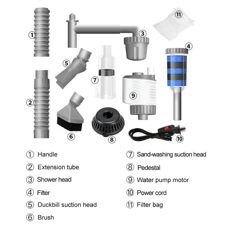 Aquarium Water Change Pump Electric Fish Tank Cleaning Tool Vacuum Water Changer Gravel Cleaner Siphon Filter Pump 30W 220v
