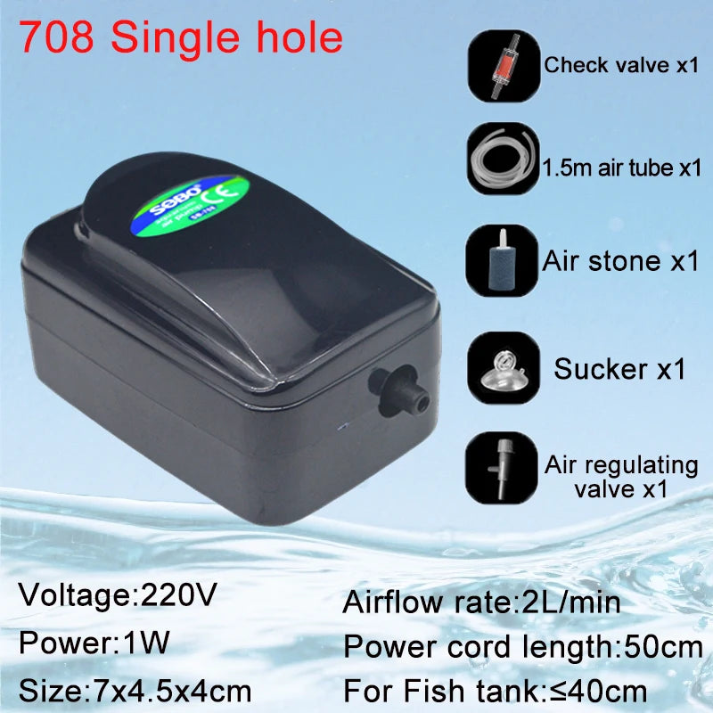 SOBO Silent Aquarium Oxygen Air Pump Fish Tank Adjustable Air Volume High Power Oxygenator Air Compressor Aerator 220v