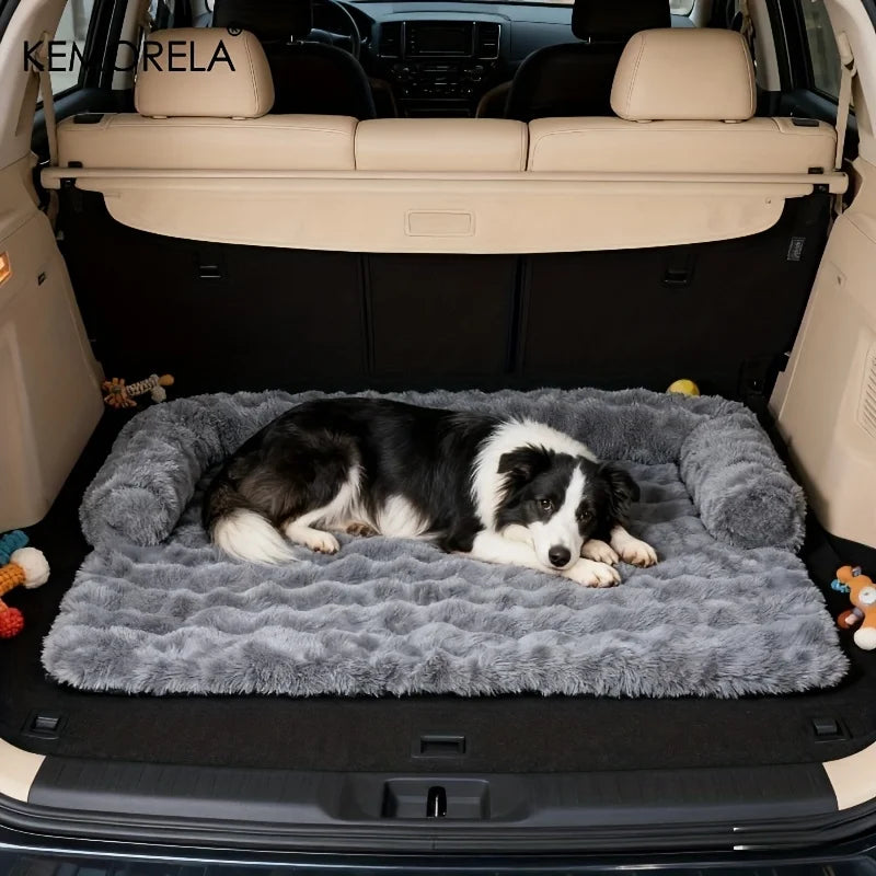 Luxury Plush Pet Mattress -Thickened Warm Imitation Rabbit Fur Dog Bed with Pillow, Scratch-Resistant Anti-Slip for Medium Dogs