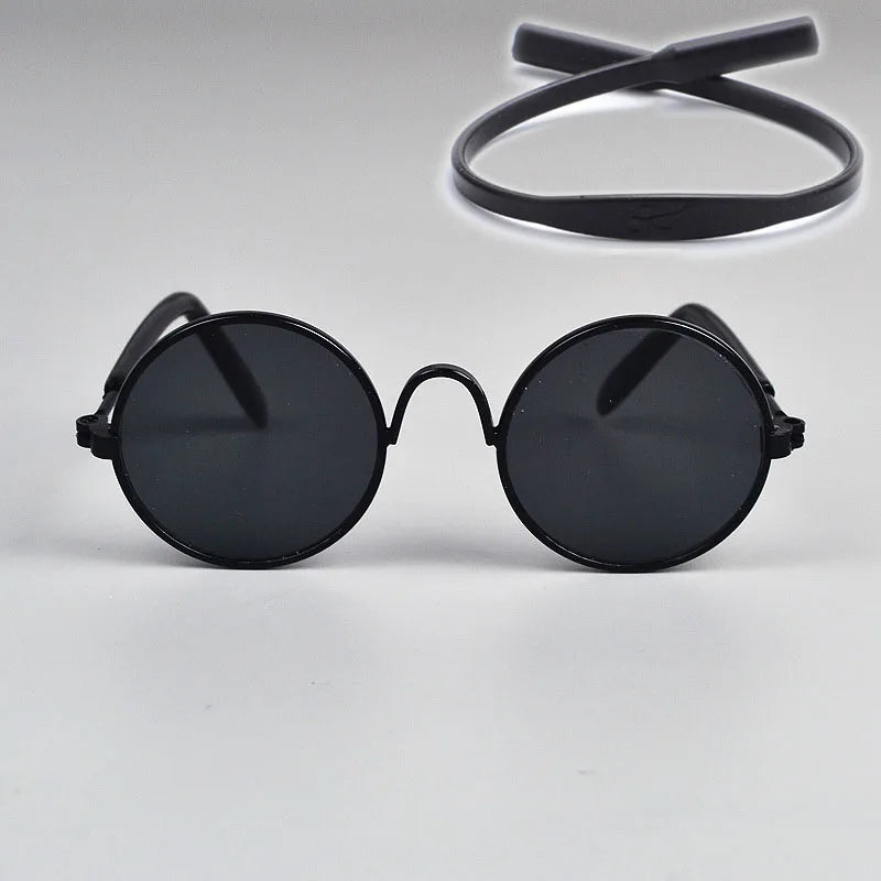 Puppy Dog Sunglasses Anti-skid Round Metal Cat Classic Retro Sunglasses Hippie Cute and Funny Pet Glasses Cosplay Party Costume