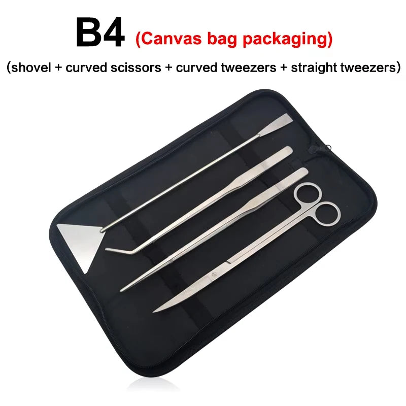 Aquarium Scissor Tools Set Wave Scissors Tweezers Plants Grass Stainless Cleaning Tools Fish Tank Shovels Aquarium Accessories