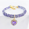 Luxury Crystal Cat Collar Heart Gem Pendant Party Reflective Rhinestone Necklace Adjustable Cats Puppy Chihuahua Pet Accessories