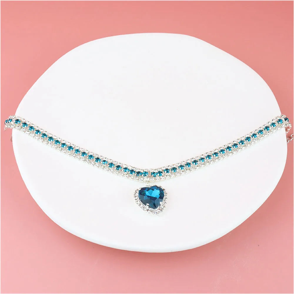 Cat Rhinestone Diamante Collar Necklace for Kitten Cute Bling Pet Accessories for Cat Puppy Doggy Crystal Pendant Diamond Collar