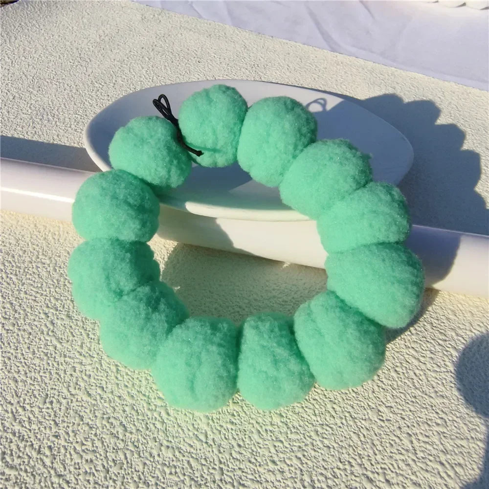 New Soft 3cm Plush Ball Handmade Pet Dog Collar Cartoon Solid Color Cat Necklace Decoration Poodle Samoyed Bichon Accessories