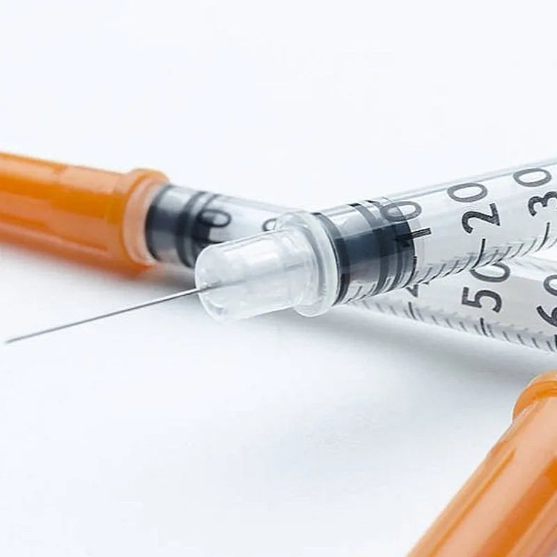 40/80PCS 0.3-1ML Disposable Plastic Veterinary Syringe Sterile Insulin Syringe with Orange Cap Needles for Pet Farm Animal Use