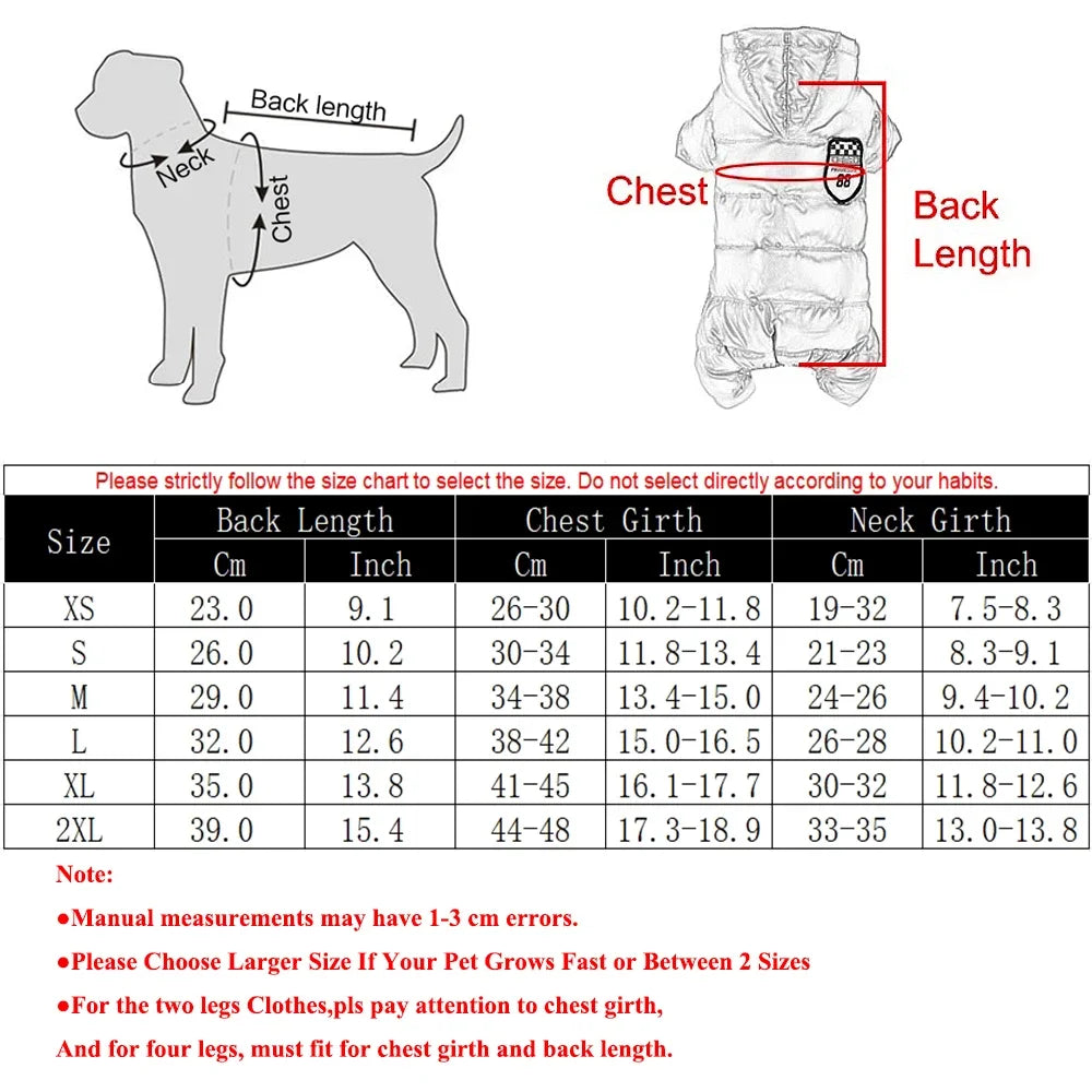 Waterproof Dog Jumpsuit For Small Medium Dogs Winter Warm Pet Jacket Windproof Puppy Hooded Coat Chihuahua Bulldog Pug Outfits