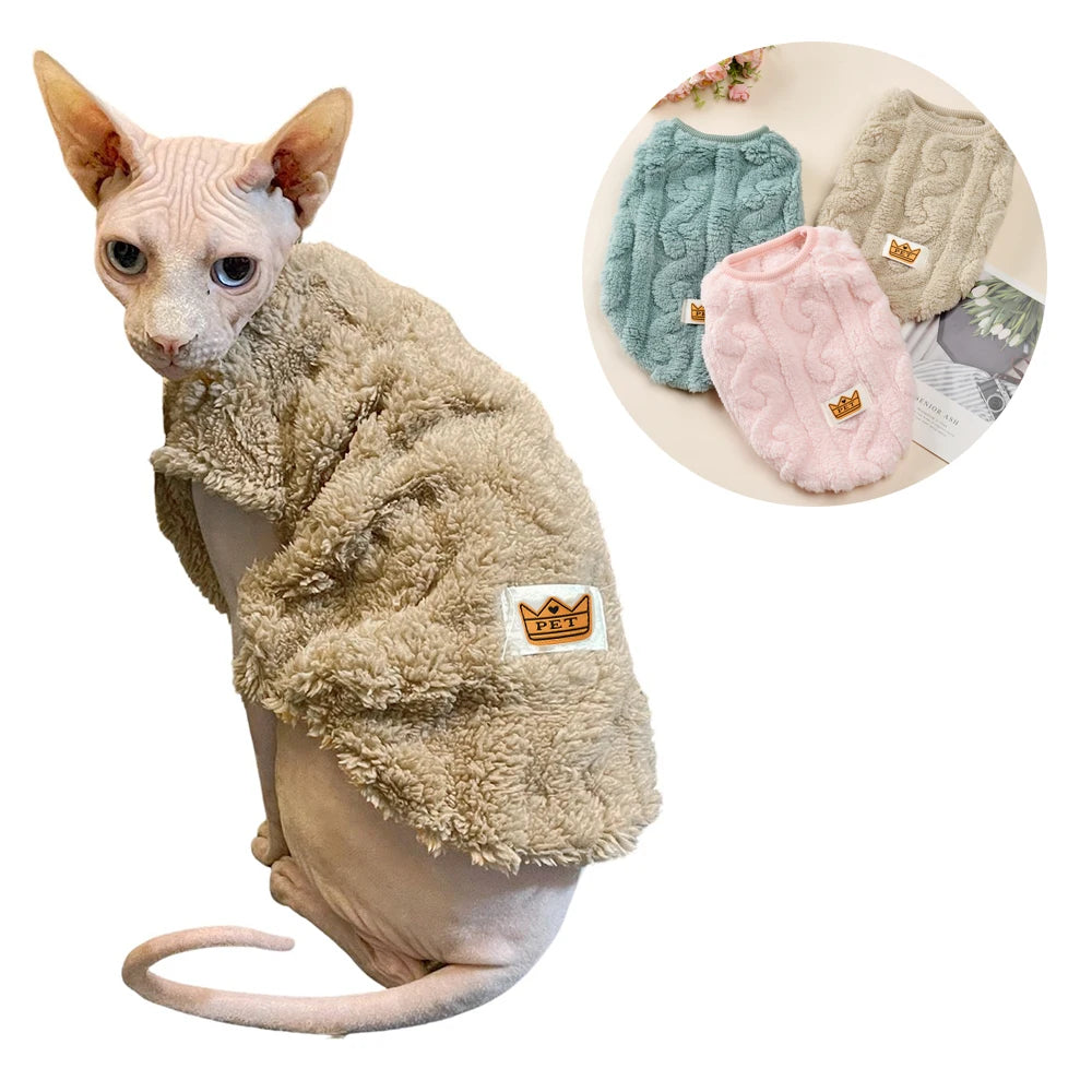 Soft Cat Clothes For Small Medium Dog Cats Sphynx Fleece Pullover Sweatshirt Autumn Winter Warm Puppy Kitten Coat Pet Costume - Play Paws Toys