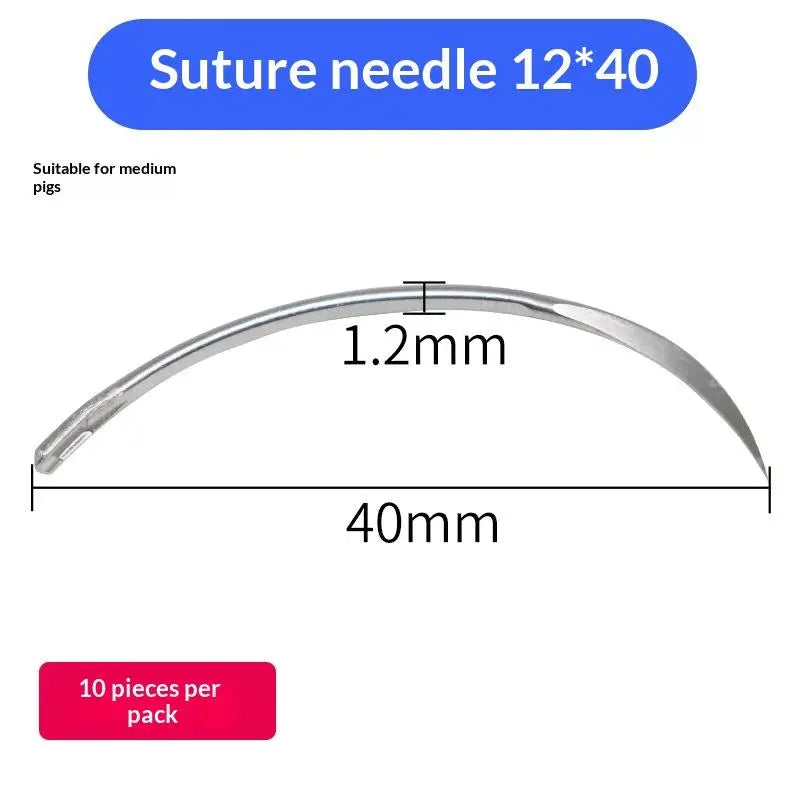 10Pcs/Bag Veterinary Suture Needle Or 1Roll SuturesPig Cattle Sheep Beast Surgical Needles Curved Trigeminal For Veterinary Team