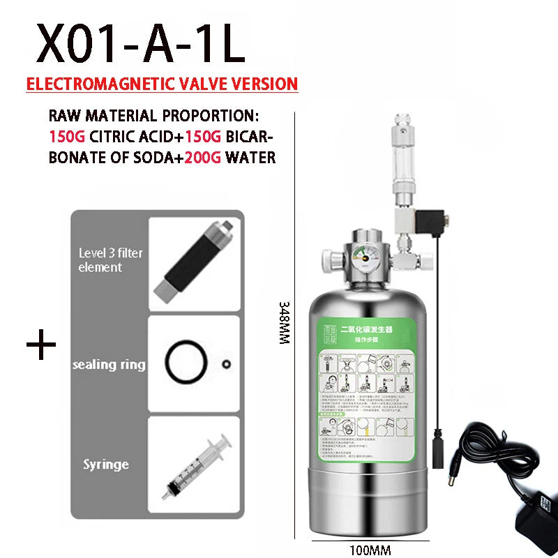 Aquarium DIY CO2 Generator system Kit Stainless Steel CO2 Cylinder Generator System Carbon Dioxide Reactor Kit For Plant Fish