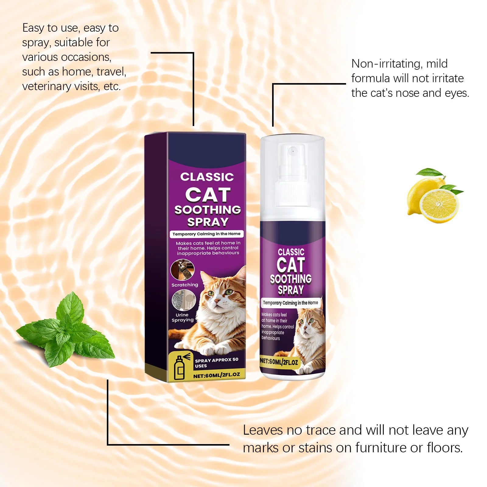 60ml Pet Calming Spray Prevent Howling Reduce Anxiety Soothe Mood Pet Dog Cat Estrus Calming Prohibition Spray Pet Supplies