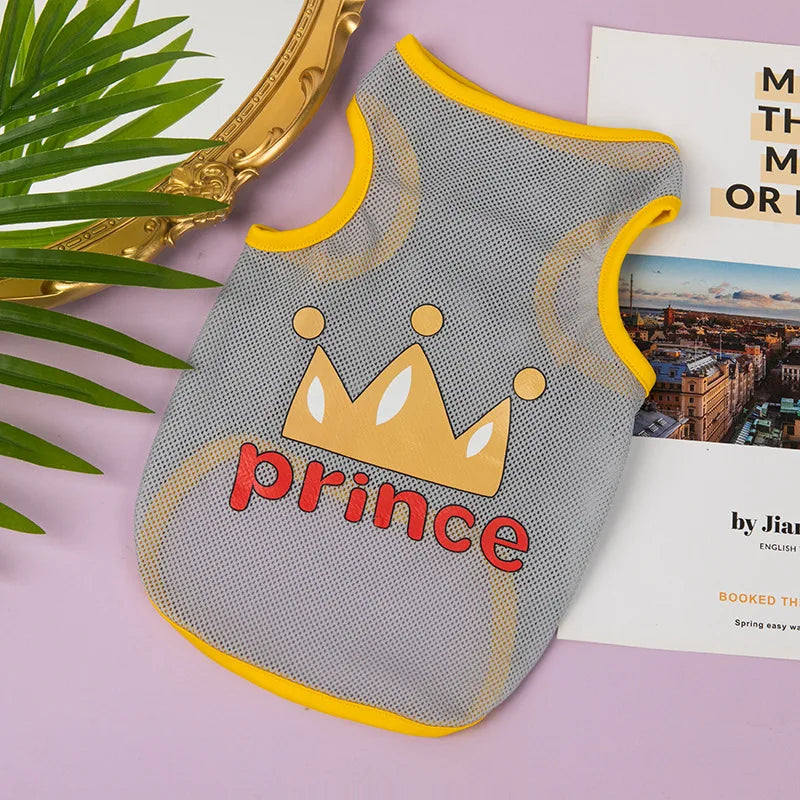 Pet Summer Tshirt Cute Cartoon Prints Vest Cats & Dogs Lightweight Mesh Breathable Clothes  Outdoor Pets Clothing