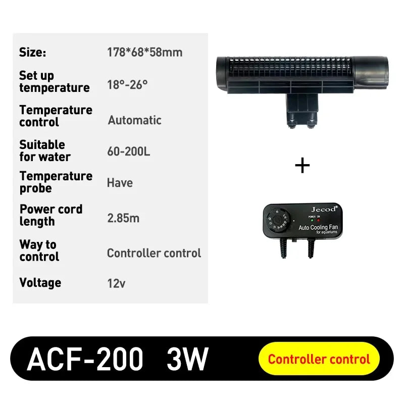 Jebao Jecod ACF Series Aquarium Cooling Fan 12V 3W/4W, Quiet Variable Speed Fan for Fish Tank, Water Cooling Fan, Hydroponics Co