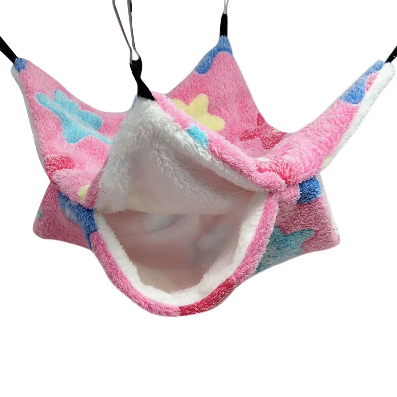 1/2pcs Hamster Hideout Cage Print Fleece Guinea Pig Sugar Glider Sleeping Bed Rodent Hammock Rat Little House Animals Supplies