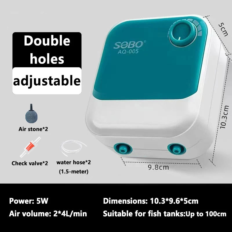 Aquarium Oxygen Air Pump Fish Tank Adjustable Air Volume High Power Oxygenator Air Compressor Aerator 220v