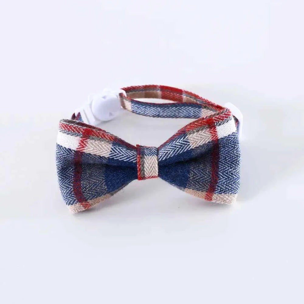 Pet Accessories for Dogs Cats Bowtie British Style Puppy Plaid Tie Breakaway Bowknot Collar for Small Dog Cat Gentleman Costume