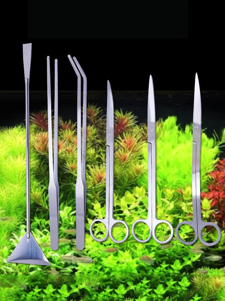 Aquarium Scissor Tools Set Wave Scissors Tweezers Plants Grass Stainless Cleaning Tools Fish Tank Shovels Aquarium Accessories