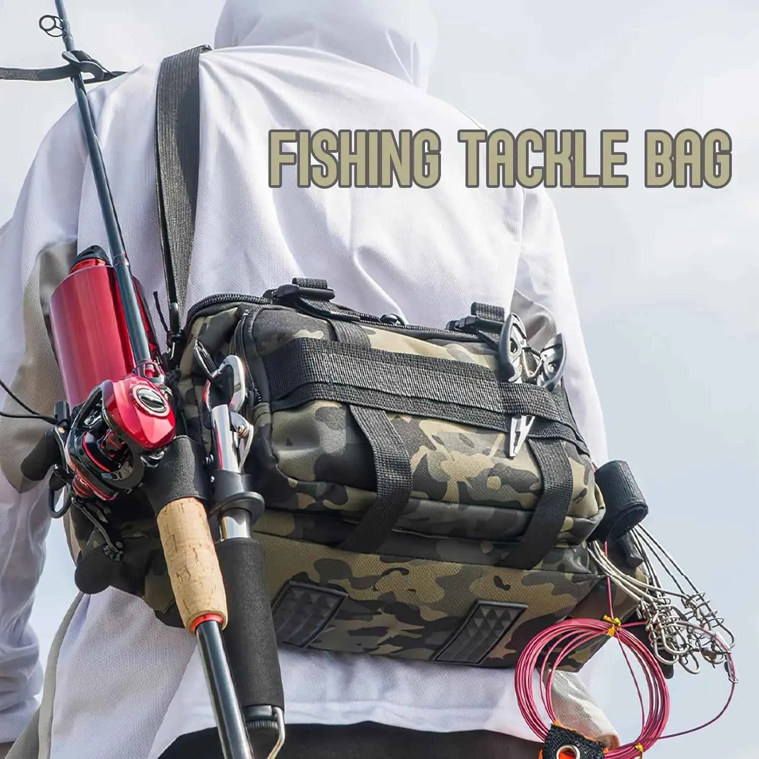 Fishing Gear Bag Waterproof Oxford Cloth Large Capacity Multi-Pocket Portable Fishing Accessories Organizer Waist Shoulder Pouch
