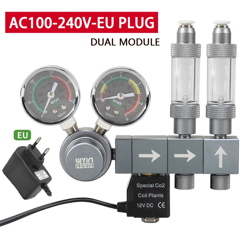 Aquarium CO2 regulator Solenoid valve Quick plug interface Bubble meter Fish tank control system CO2 pressure reducing valve